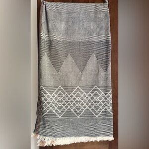 Madewell Throw Blanket Geometric Gray Dusty Rose Cream 74x38